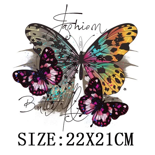 Beautiful Butterfly Thermal Sticker On T-shirt DIY Washable Iron On Hoodies Funny Design On Clothes Patches Appliqued Decoration