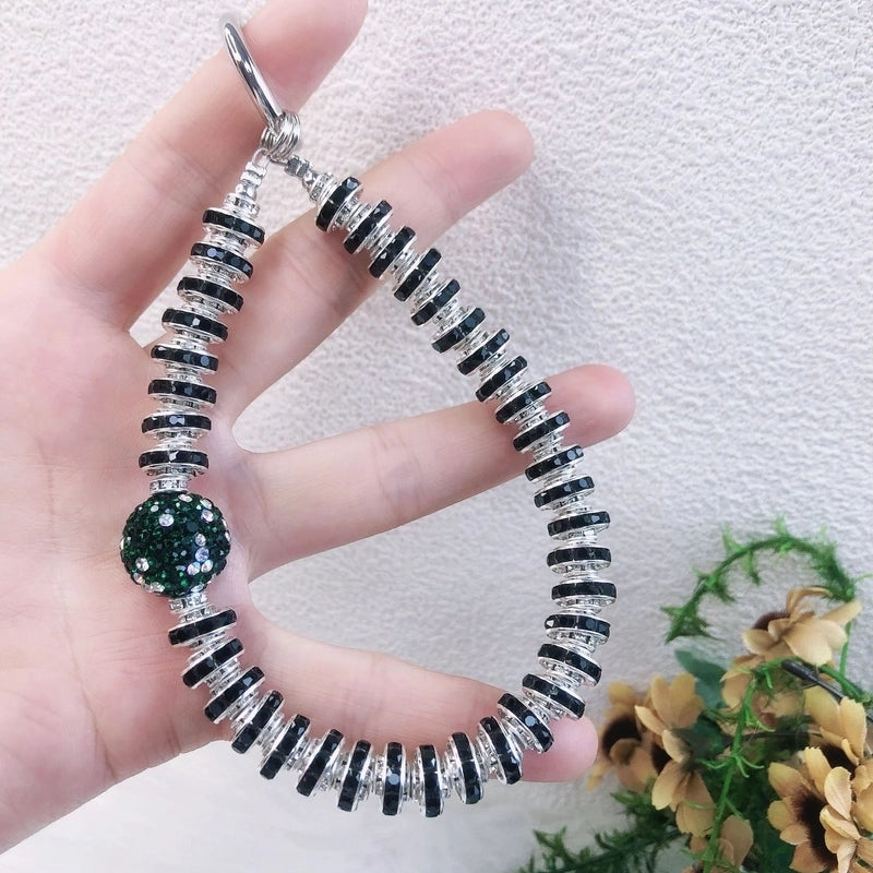 IG Style Shiny Ball Beaded Beaded Inlay Rhinestones Bag Pendant Keychain
