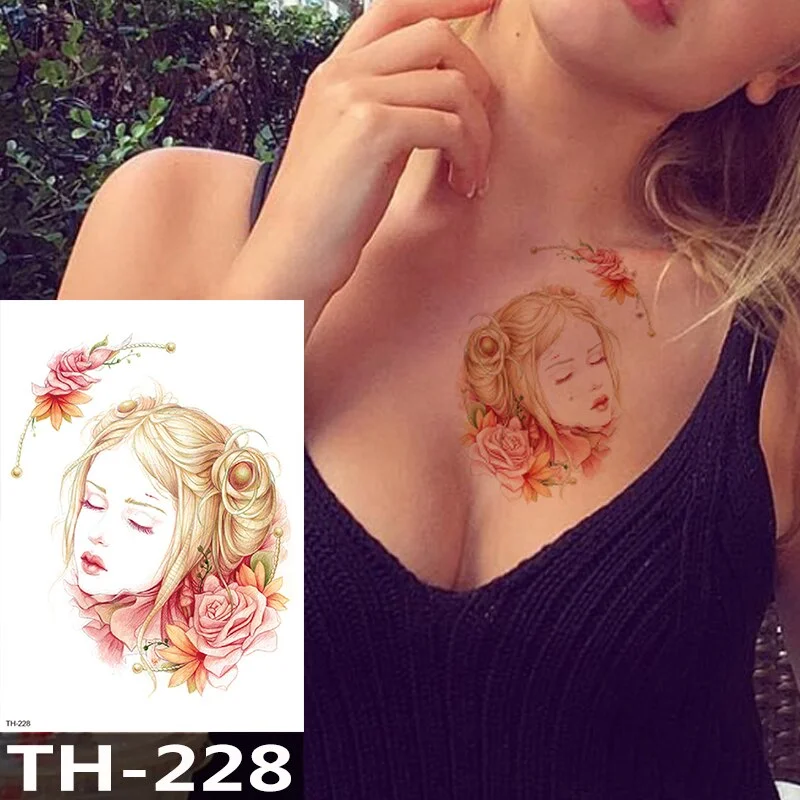 Waterproof Temporary Tattoo Sticker Animal Leopard Flash Tattoos Wolf Rose Flower Body Art Arm Fake Tatoo Women Men