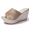 Women Bling High Heel Pumps Mules Wedge Sandals