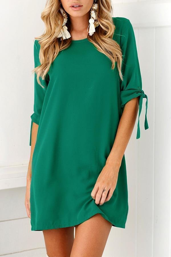 Round Neck  Loose Fitting Half Sleeve Casual Dresses