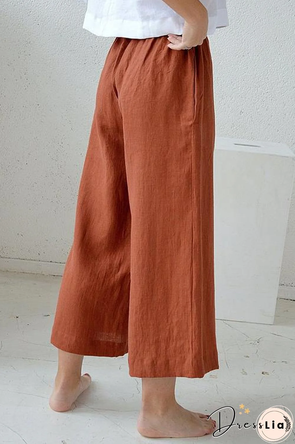 Pockets Linen Loose Pants