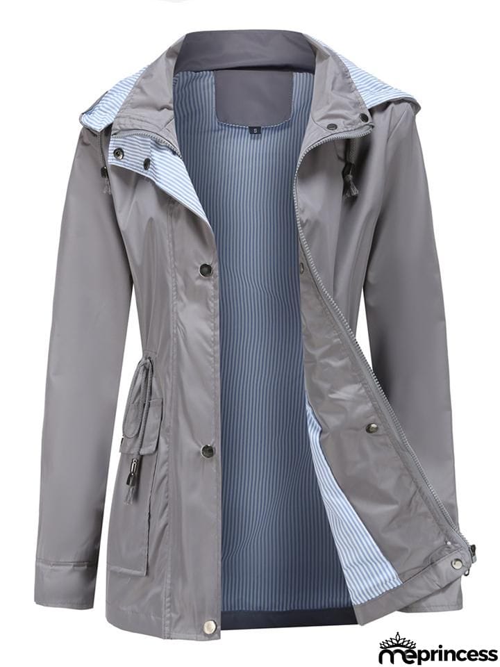 Women's Fashionable Casual Zipper Windbreaker Coat