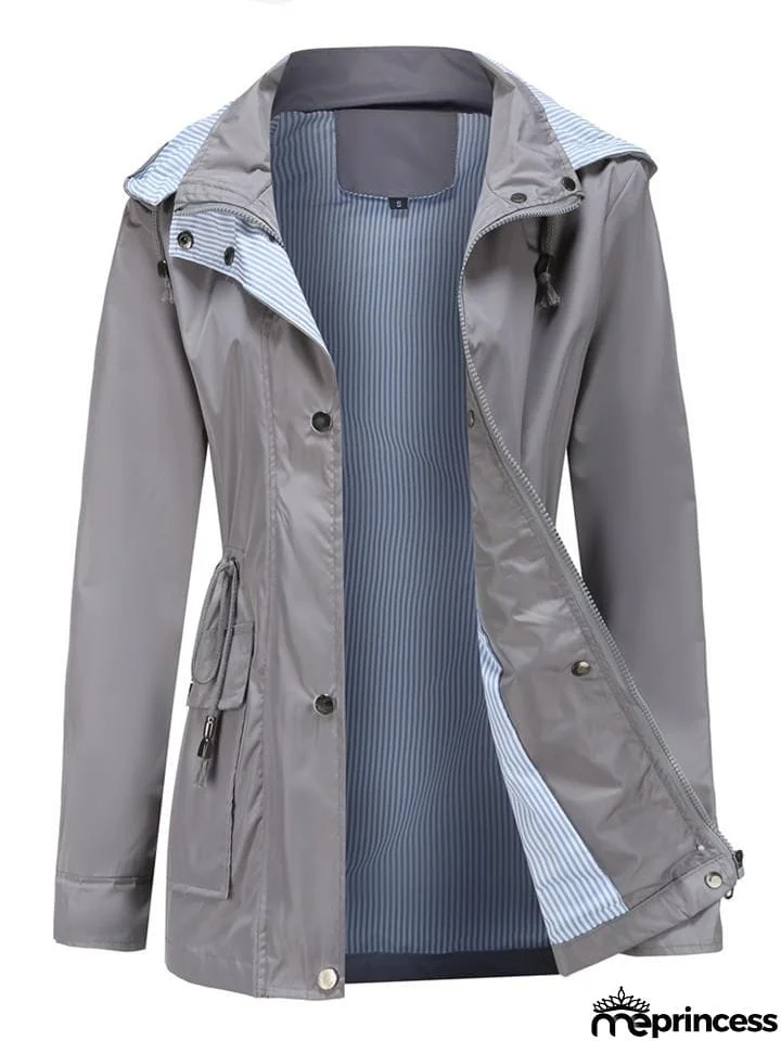 Women's Fashionable Casual Zipper Windbreaker Coat
