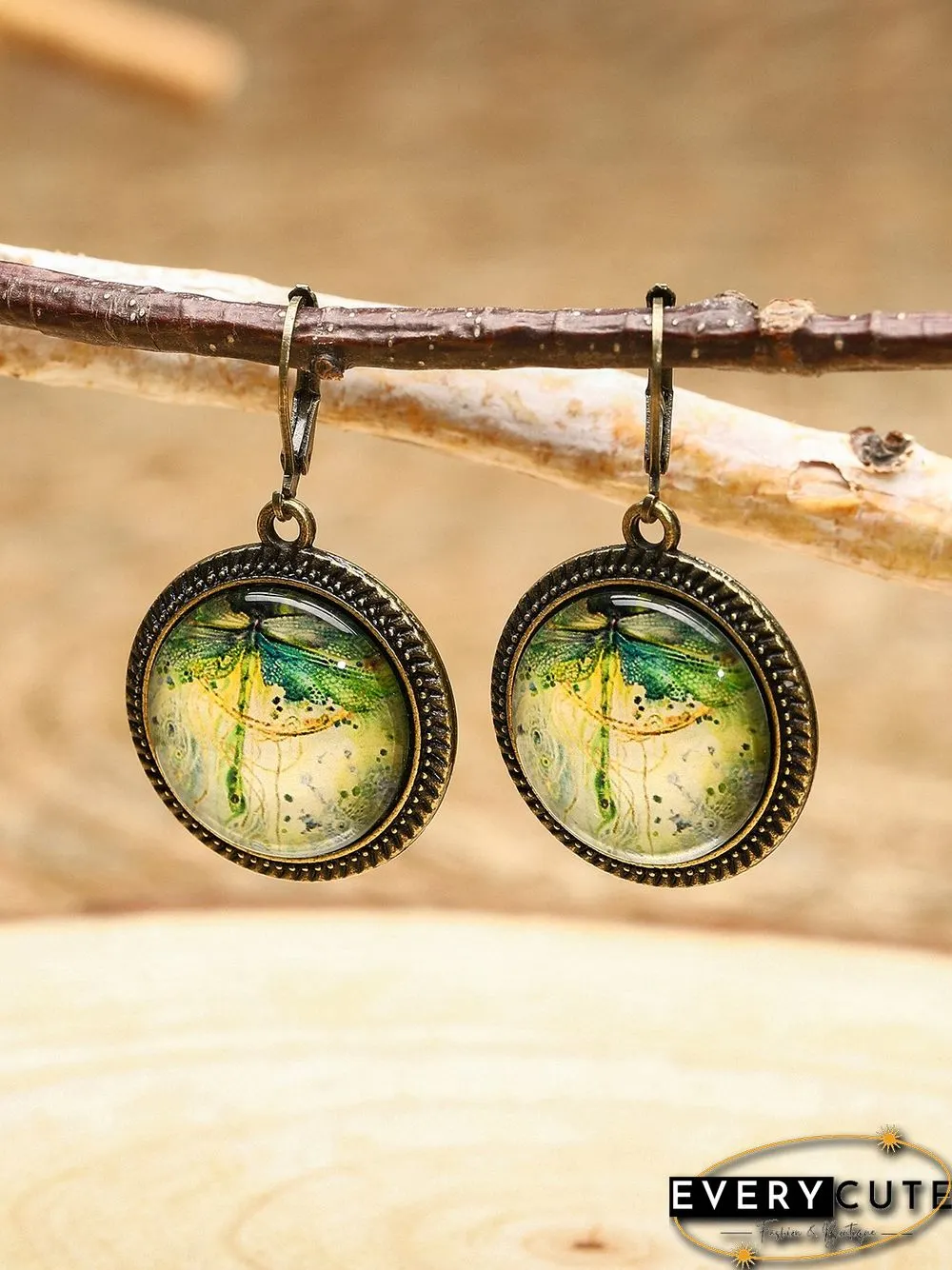 Casual Transparent Gem Dragonfly Earrings T-Shirt/Tee Matching