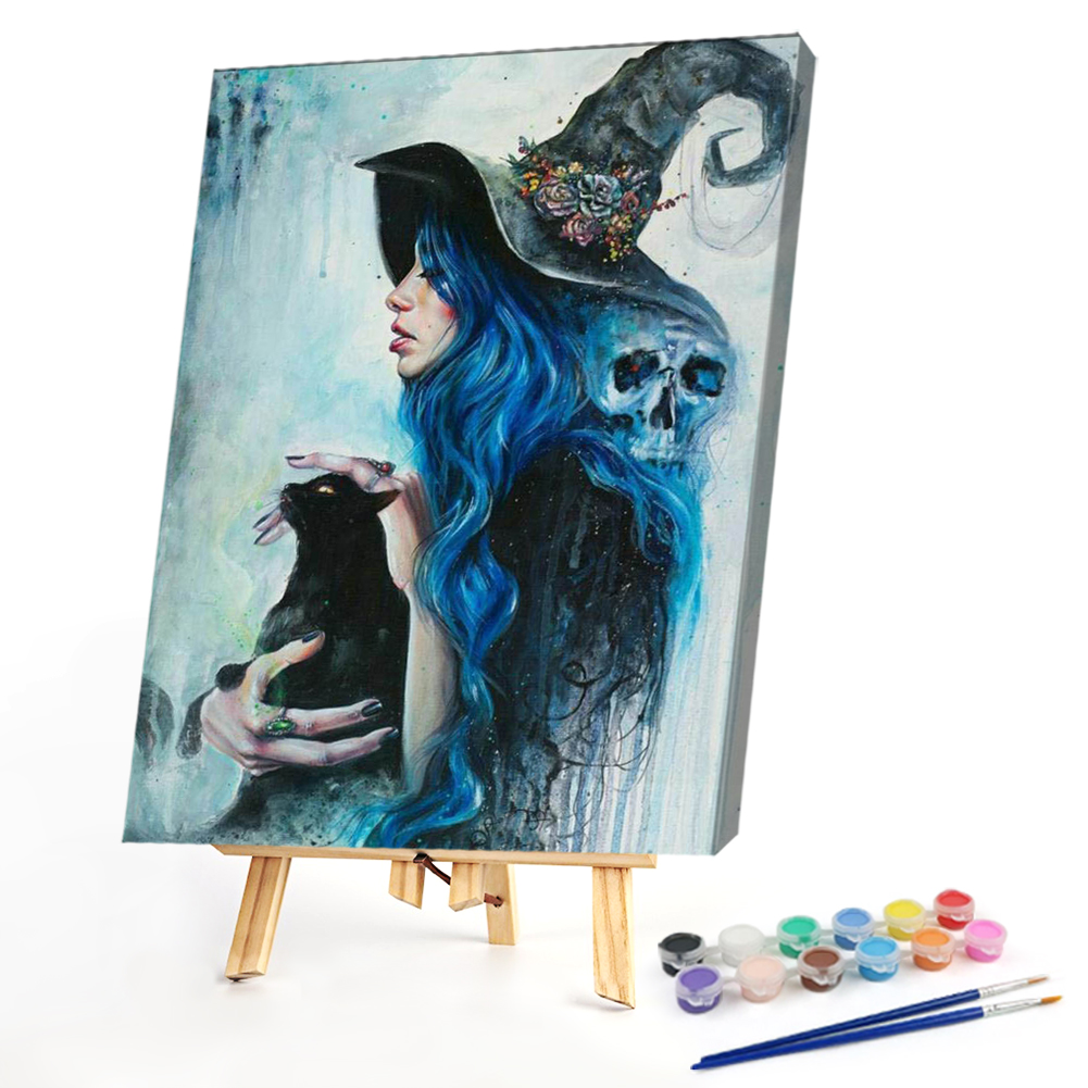 

40*50CM - Paint By Numbers - Witch Holding Cat, 501 Original