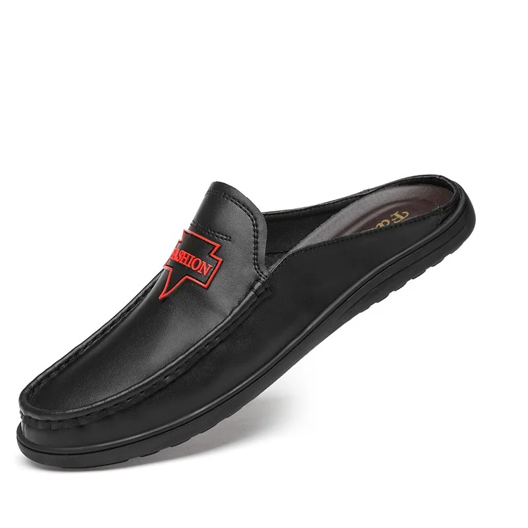 Gregorysupply Men's Sandals Wear Half Slippers For Men Genuine Leather Mens Shoes Summer Breathable Luxury Shoes Casual Loafers Man Moccasins