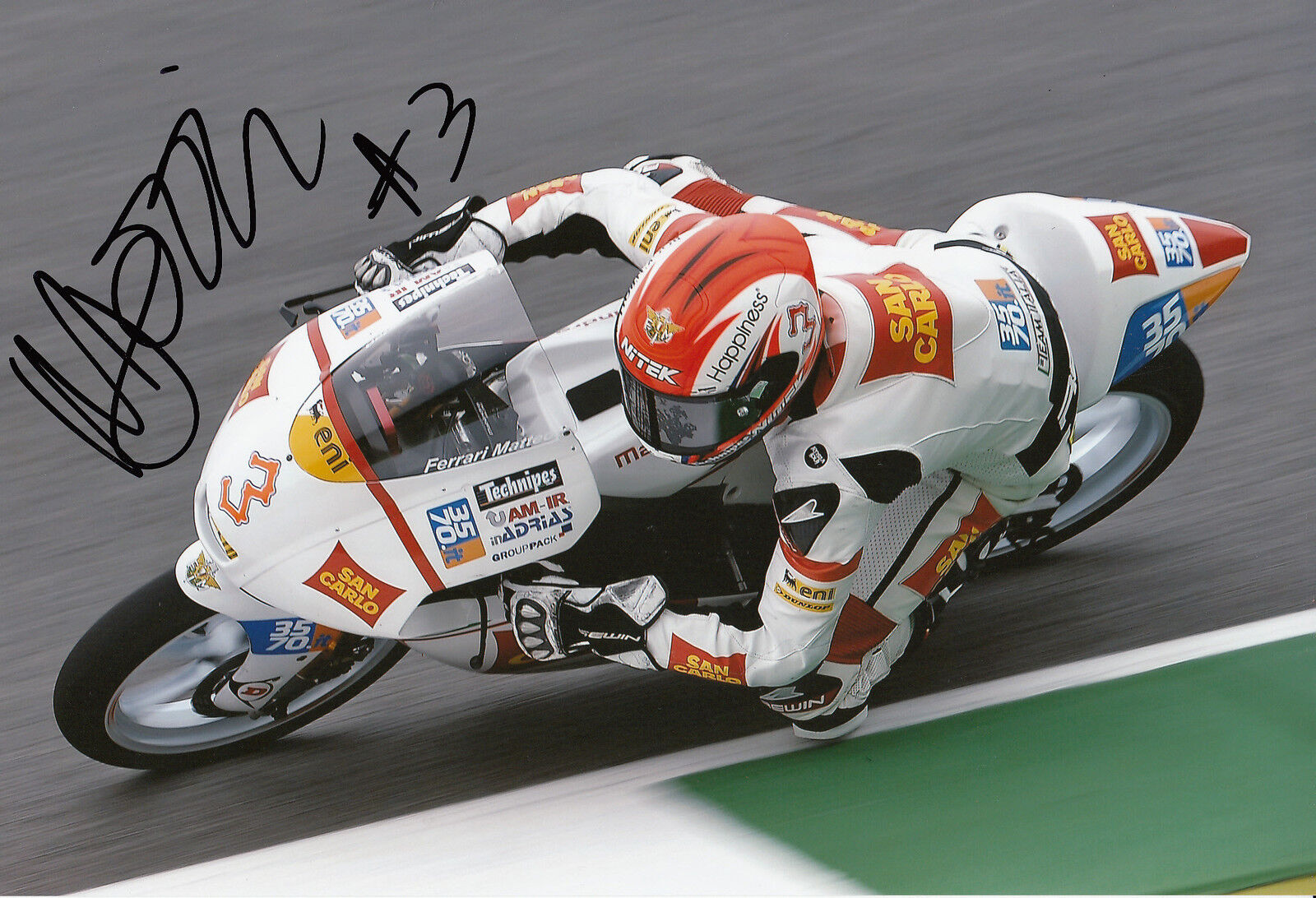 Matteo Ferrari Hand Signed San Carlo Italia Mahindra 12x8 Photo Poster painting 2014 Moto3 6.