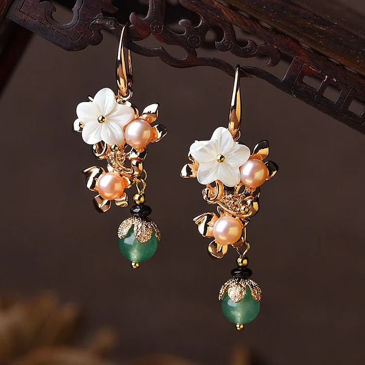 Ethnic Gold Plated Long Eardrop Earrings