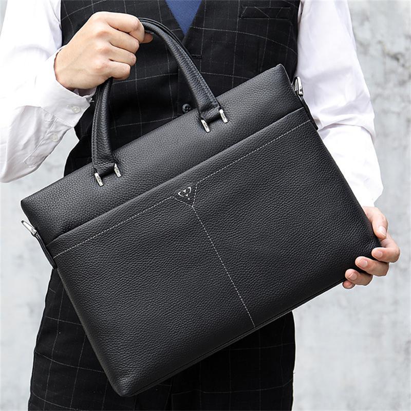 Men's Classic Casual Leather Soft Handbag Business Crossbody Bag