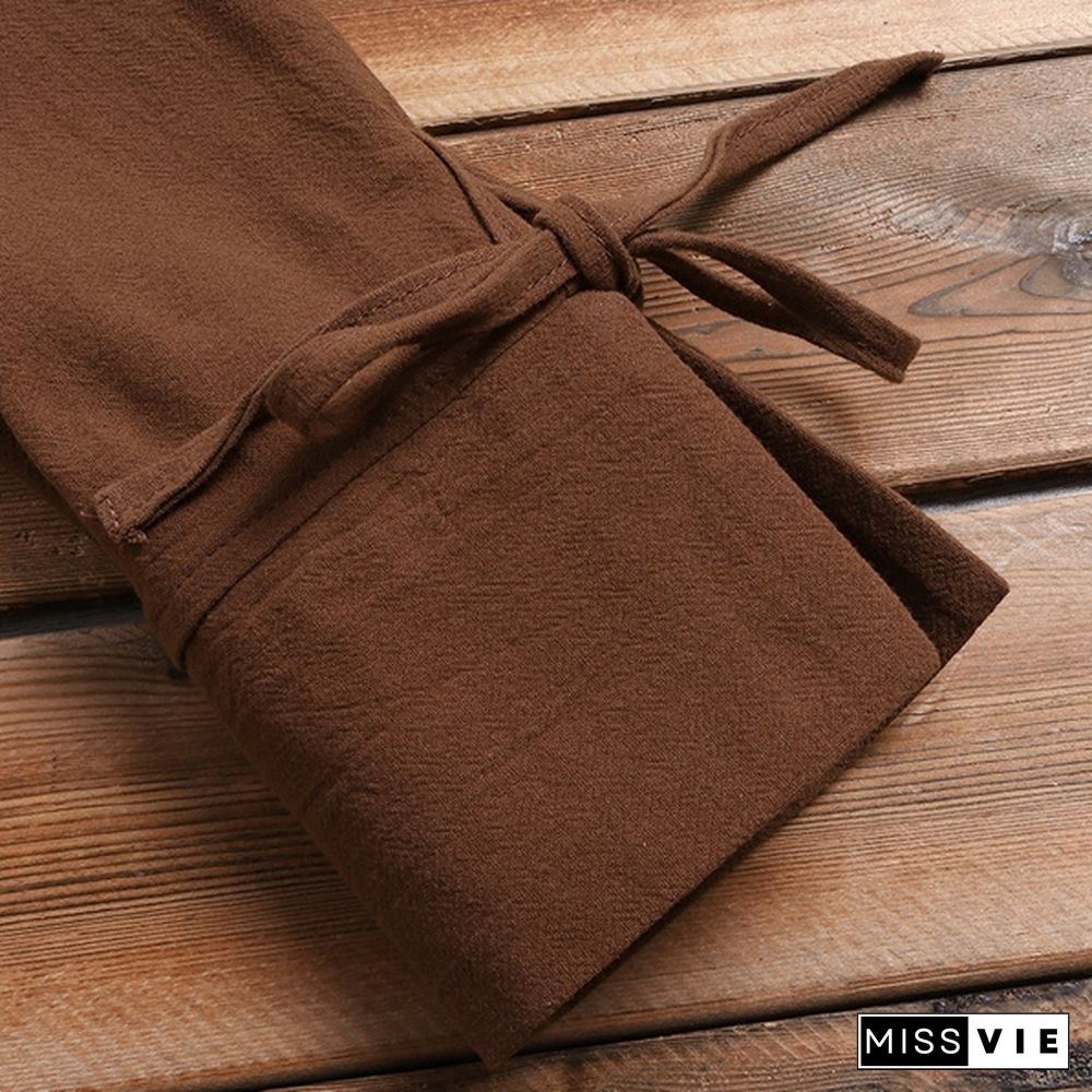 Women Stand Collar Long Sleeve Loose Casual Tops Shirt Blouse