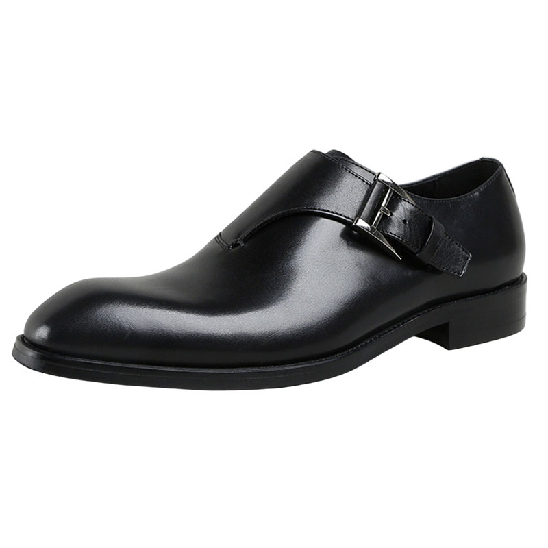 Fashion Mens Side Buckle Dress Shoes Genuine Leather 7113