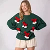 Women's 3D Christmas Bow Decoration Long Sleeve Pullover Sweatshirt Top  