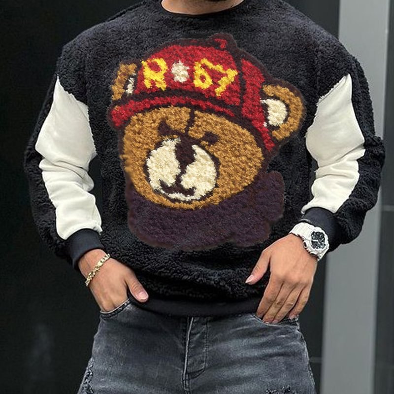 Cashmere Stitching Crew Neck Sweatshirt