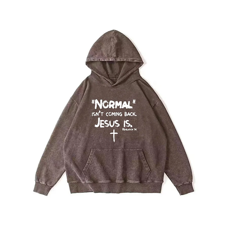 Sopula Washed Faith Letter Unisex Casual Graphiced Hoodie