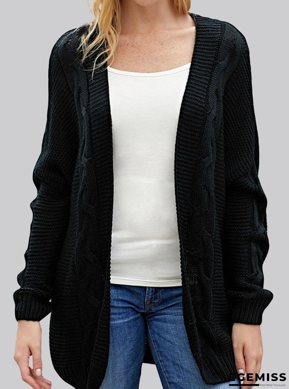 Casual Solid Color Long-Sleeved Cardigan | EGEMISS