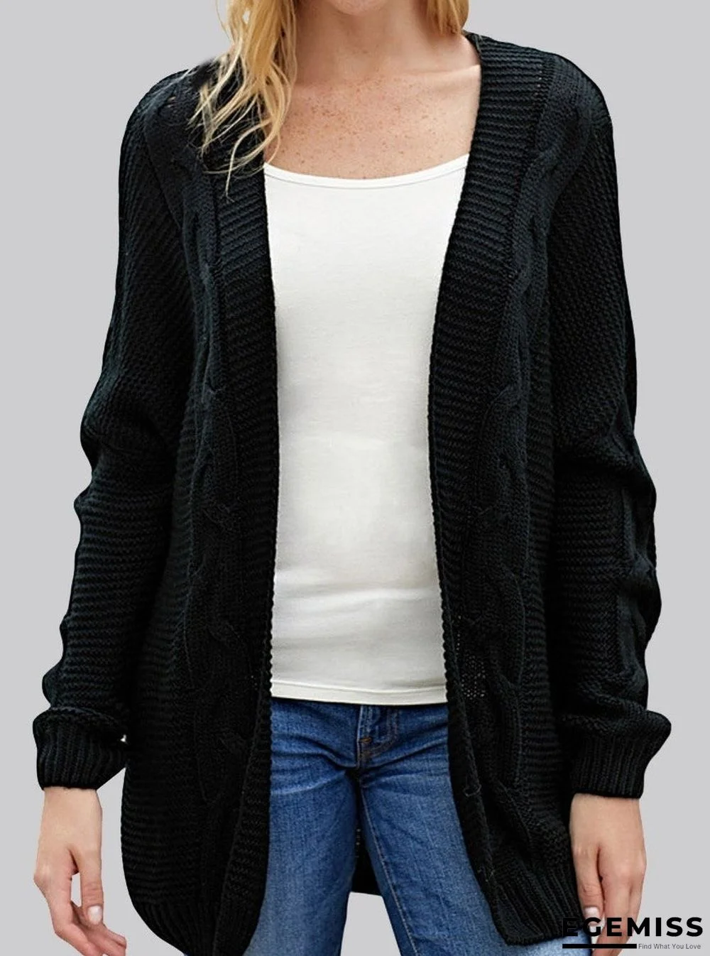Casual Solid Color Long-Sleeved Cardigan | EGEMISS