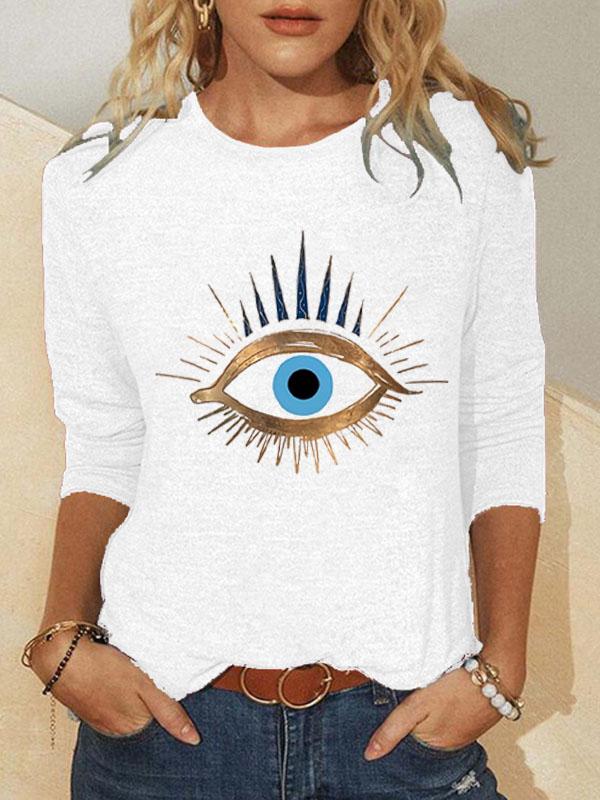 Women's Devil's Eye Print Crew Neck Tee