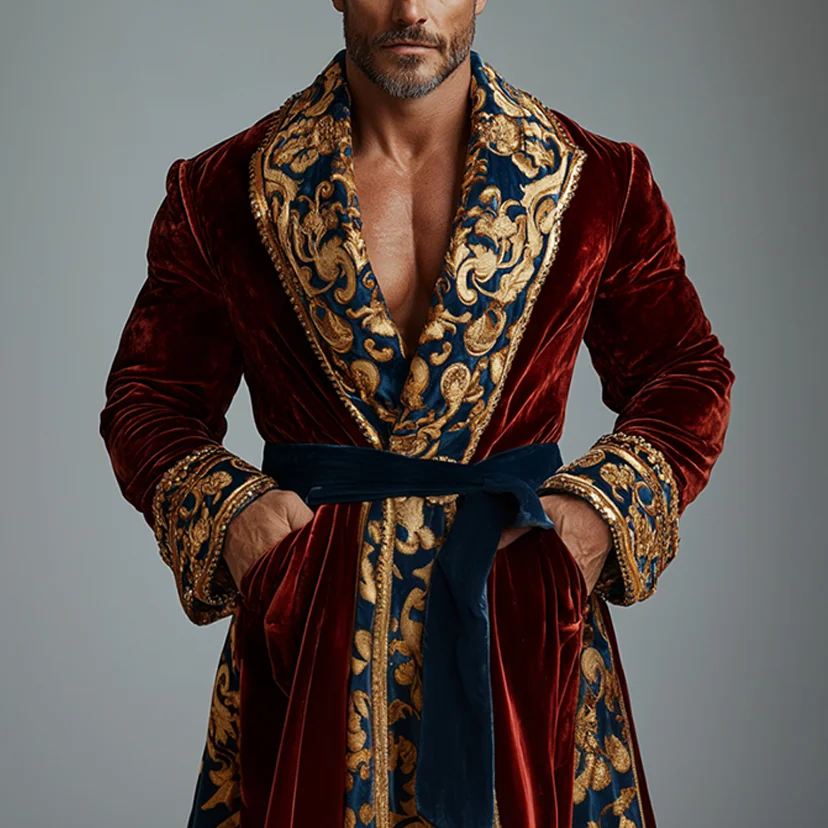 Men's Flannel Baroque Robe Pajamas-inspireuse