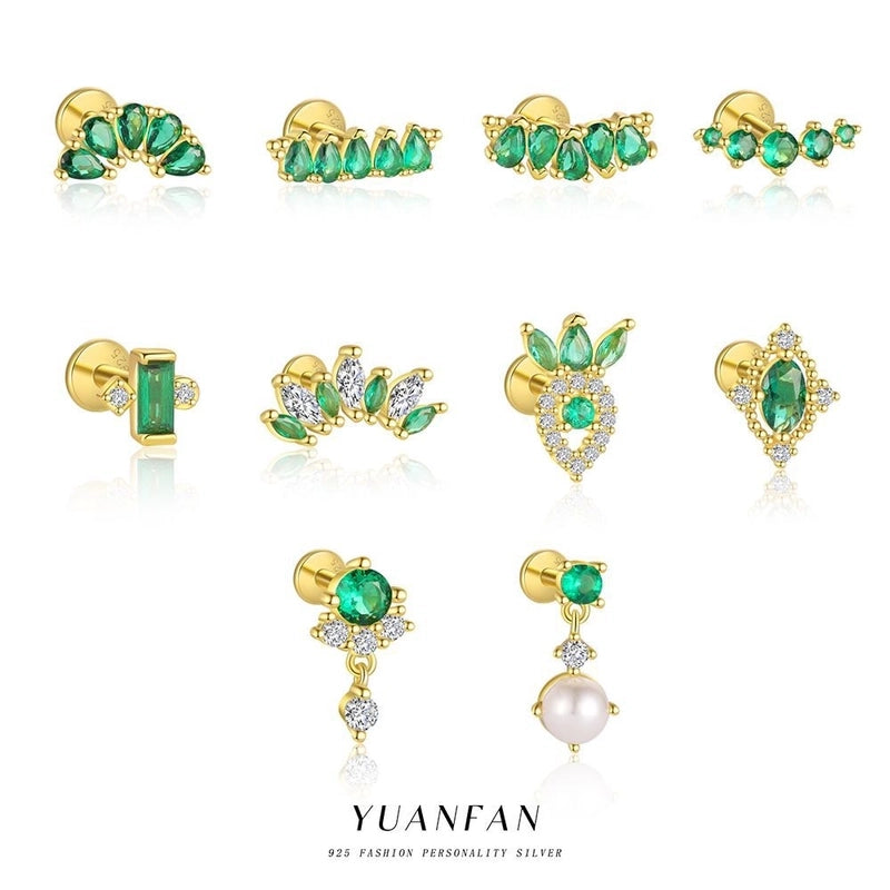 1 Piece 1 Pair 925 Sterling Silver Zircon 925 Sterling Silver Earrings Geometric Drop Earrings Ear Studs