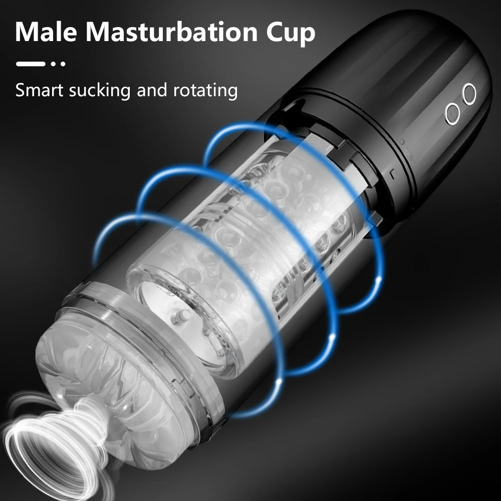 Fully Waterproof Rotating Clip Suction Male Masturbation Cup - Rose Toy