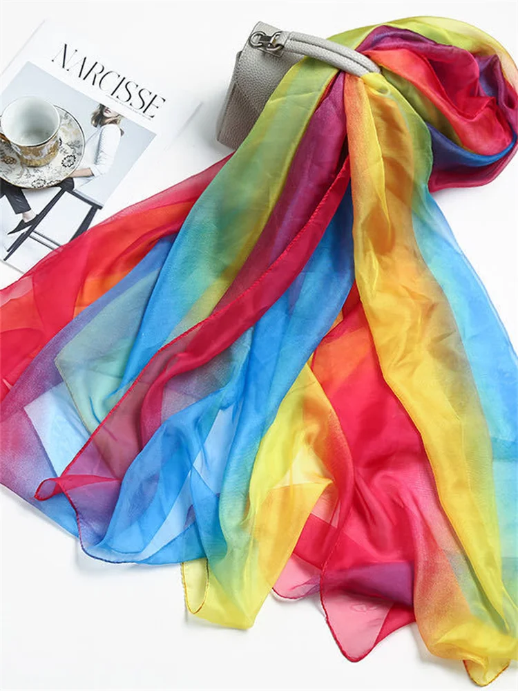 Summer Colorful Chiffon Thin Sun Protection Silk Scarf