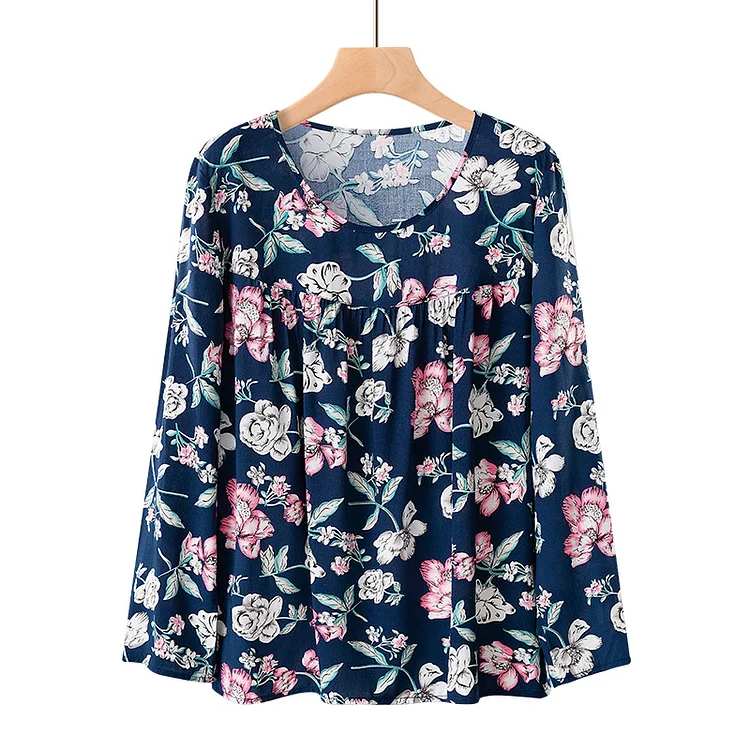 Womens Floral T-Shirts Light Weight Soft Full Flower Long Sleeve Tee