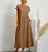 2023 Spring Fashion Solid Color Cotton Linen Pocket Dress