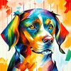 Diamond Painting -DIY Round Drill Oil Colour Bean Dog