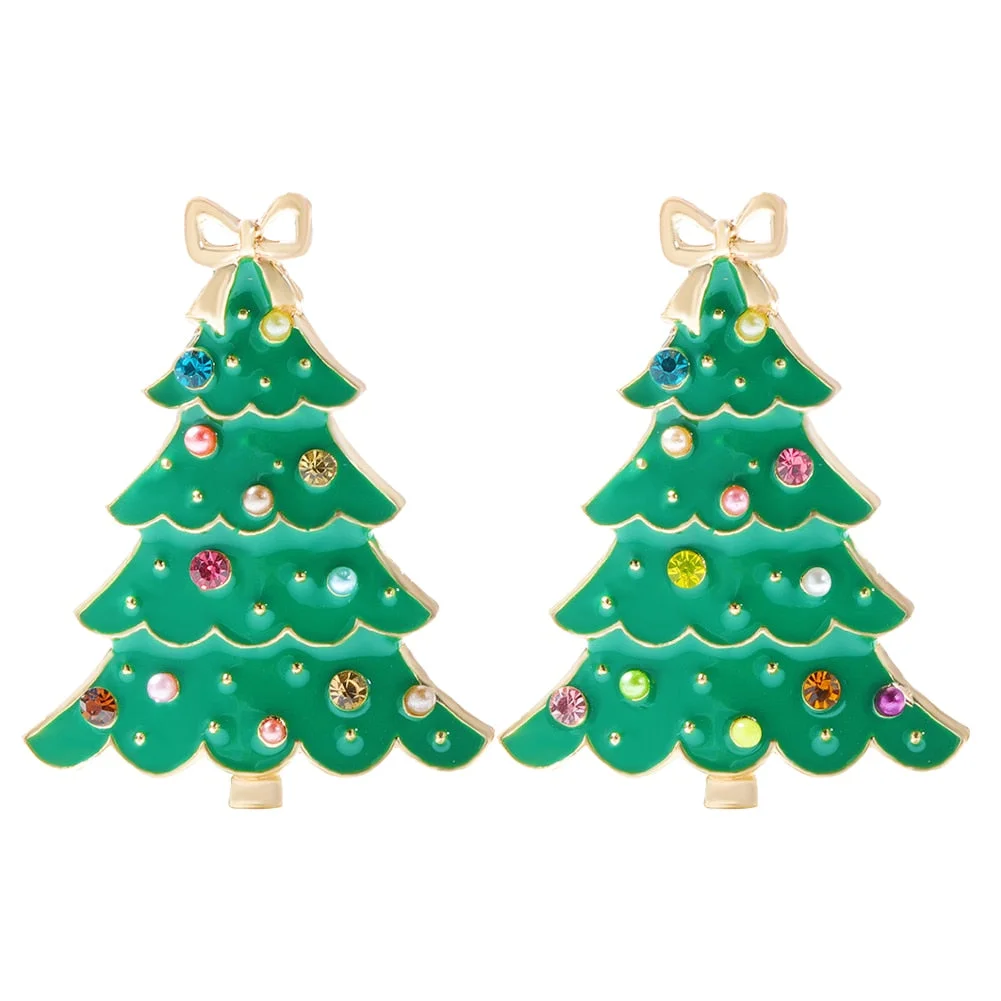 Dvacaman Sparkle Christmas Tree Candy Cane Gingerbread House Christmas Cactus Snowman Santa Drop Earrings For Women Cute Jewelry