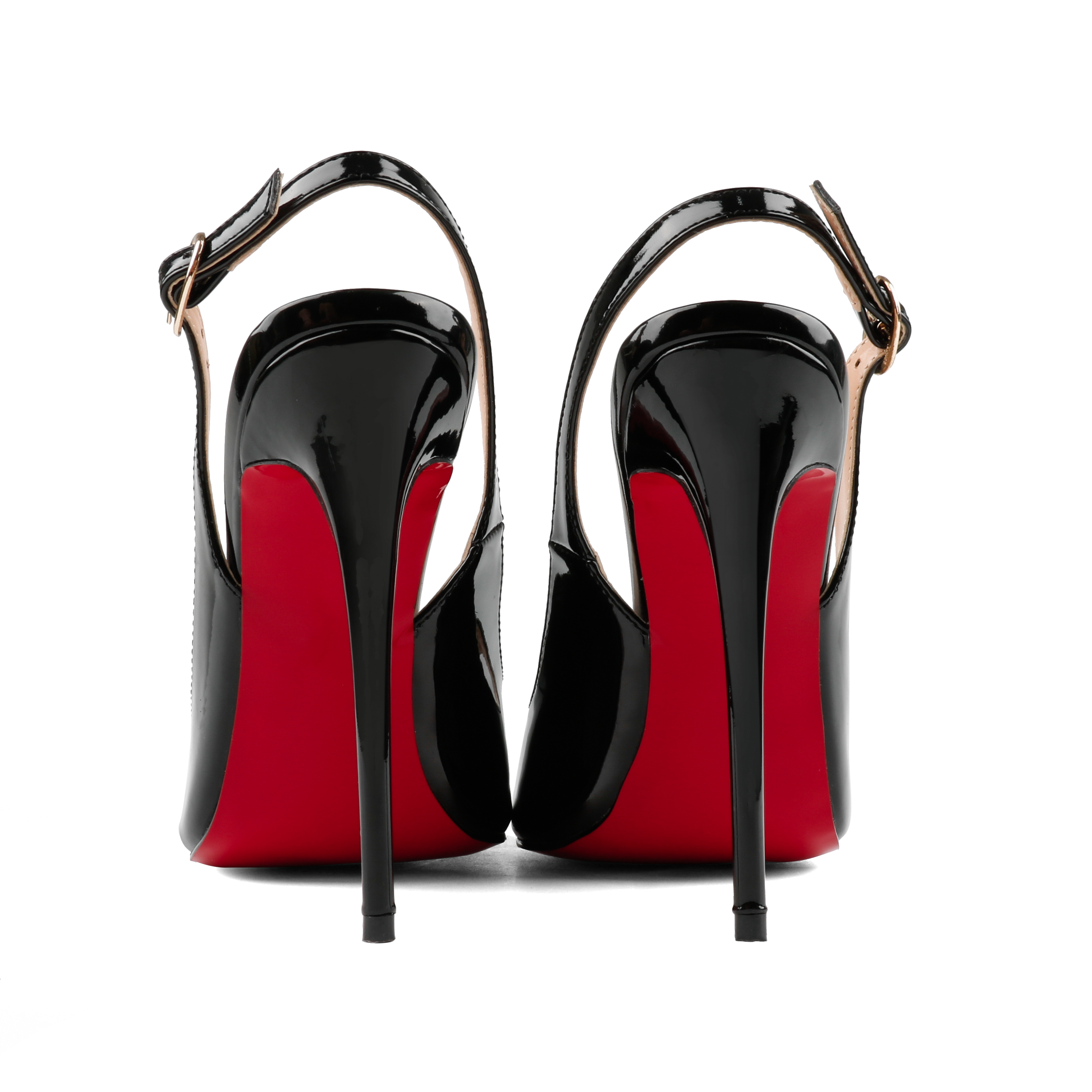 100mm/120mm Women's Open Toe Leaky Heel Red Bottom High Heels Stiletto Shoes-MERUMOTE