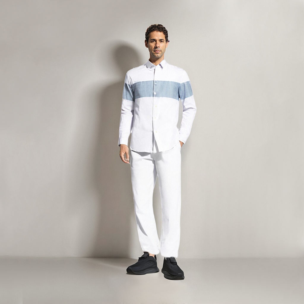 100% European Linen Color Matching Men's Shirt REAL SILK LIFE