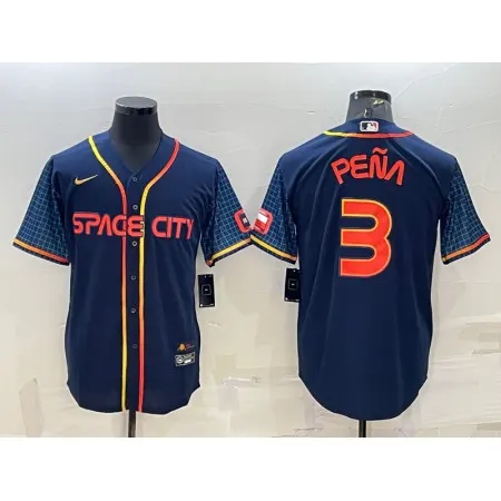 Men's Houston Astros #3 Jeremy Pena 2022 Navy City Connect Cool Base Stitched Jersey
