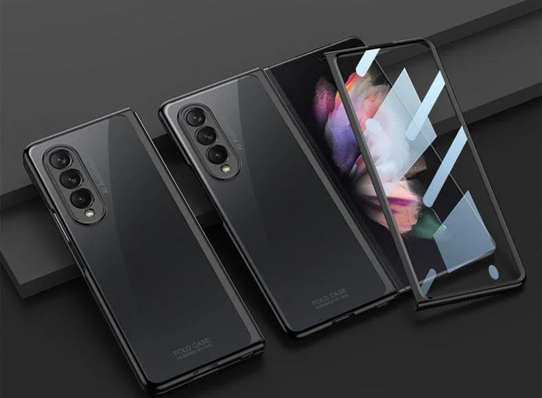2022 New Double Sided Tempered Transparent Glass Fold4 Phone Case
