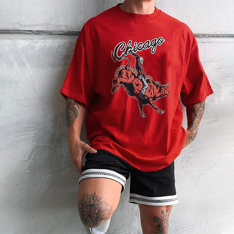 Oversized Chicago Bulls Print T-shirt 5844