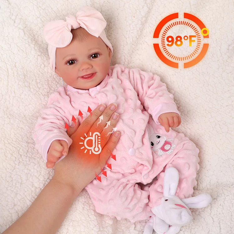 Babeside Sunny 17'' Reborn Baby Doll Brown Eyes Girl with a Body that Warms Up
