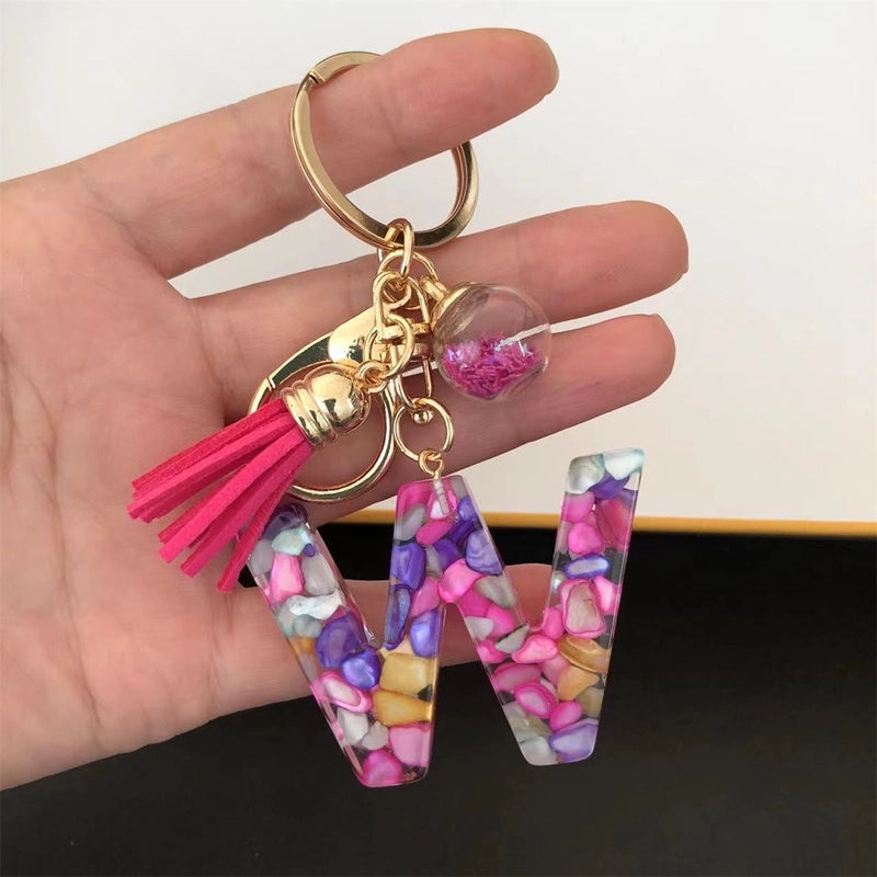 Minimalist Commute Letter Resin Unisex Bag Pendant Keychain