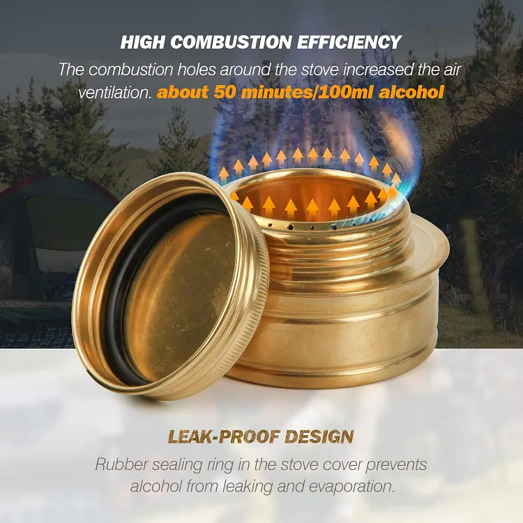 Mini Alcohol Backpacking Stove – Brass Burner With Aluminum Stand, Lightweight For Camping & Hiking (Blue) - View #5