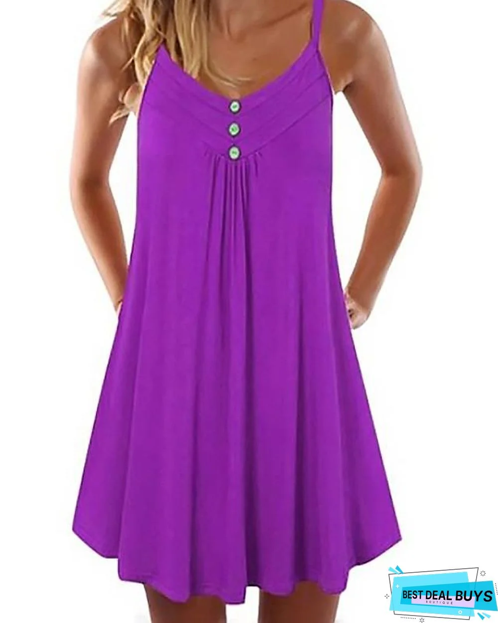 Women's Strap Dress Short Mini Dress - Sleeveless Solid Color Hot Black Purple Red-0218840 Black Dresses