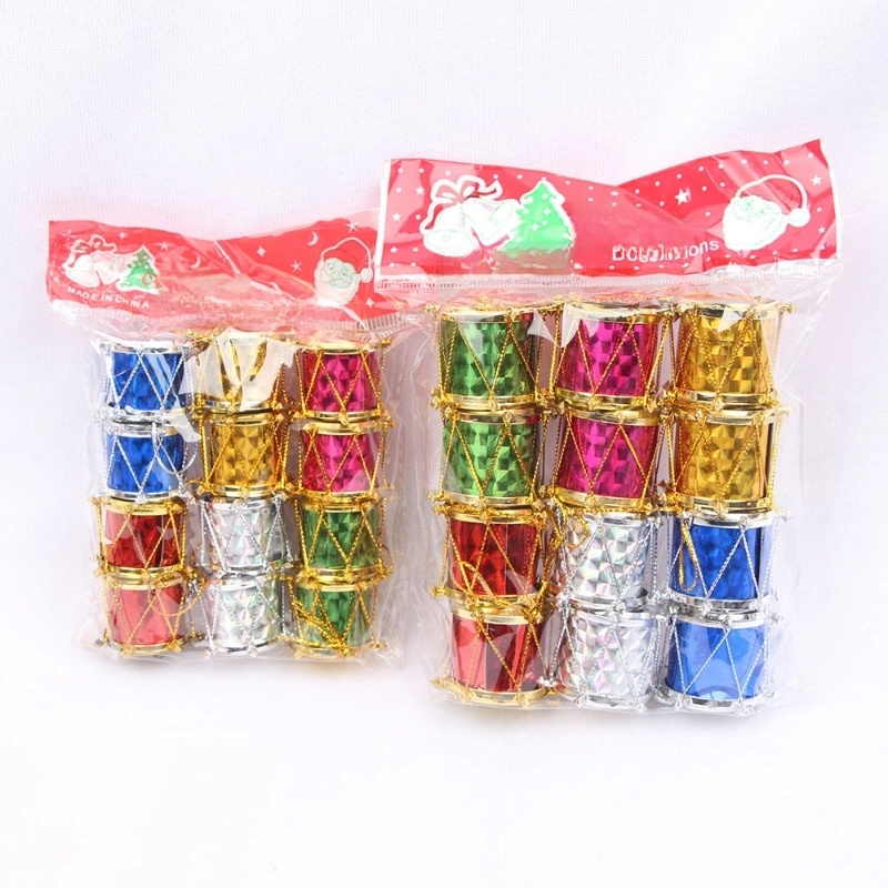 Christmas Crafts Decorations Christmas Mixed Color Ordinary Drum Christmas Tree Pendant Wreath Accessories
