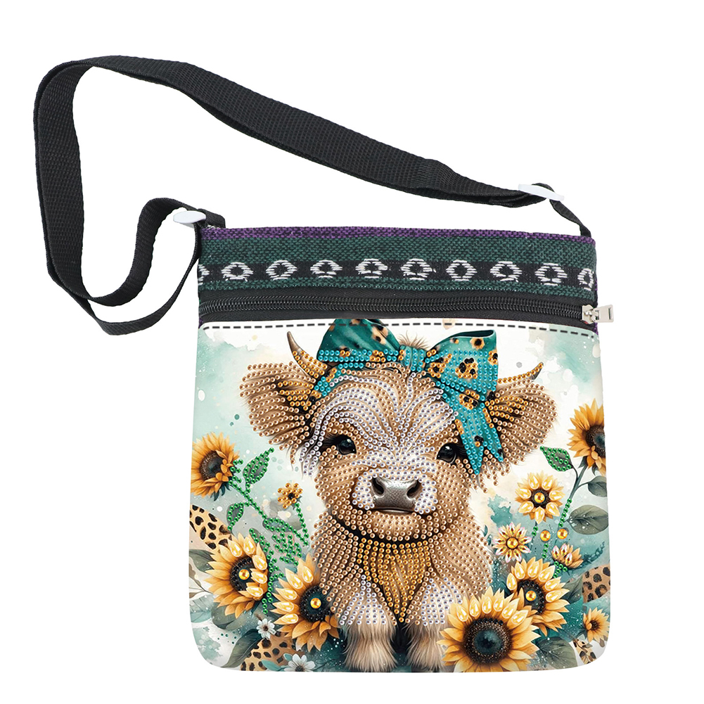 Sunflower Yak 5D DIY Diamond Painting Shopper Bag Diamond Handmade Satchel Bag