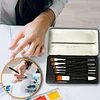 (US Local)8Pcs/Set Oil Painting Brushes with Iron Box Drawing Art Supplies (Wolf Hair)
