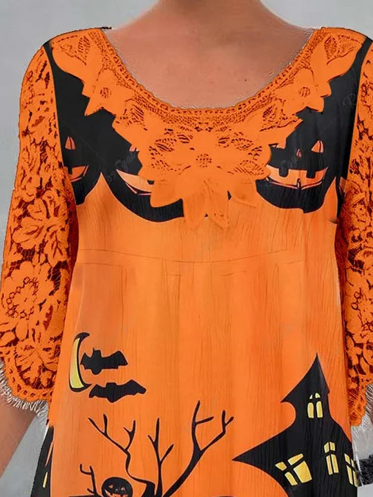 Women Half Sleeve V-neck Solid Color Dress