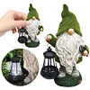 Flocked Gnome Statue with Solar Light Outdoor Gnome Decoration for Outdoor Decor