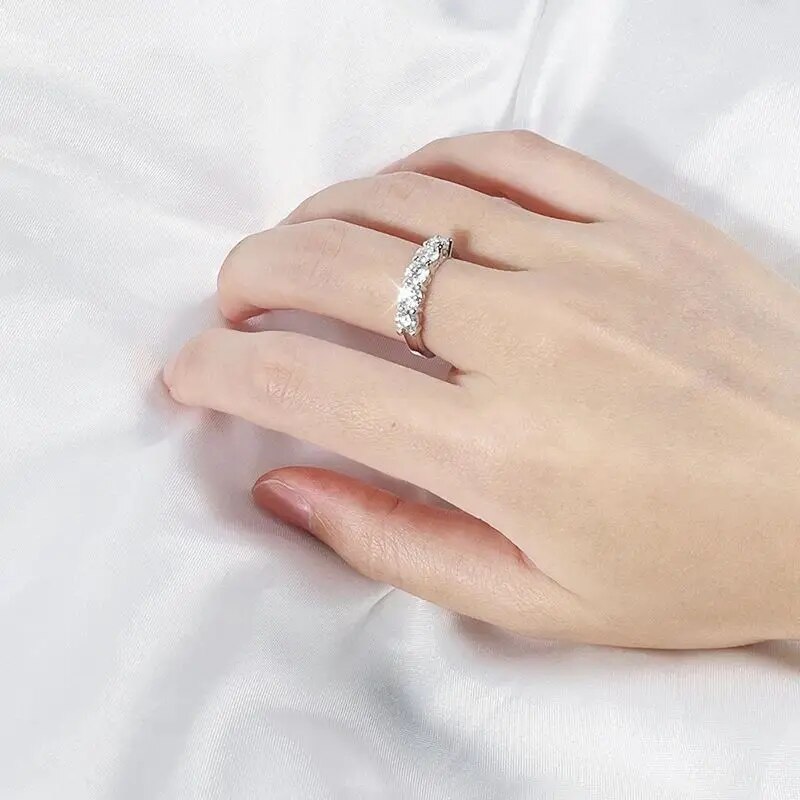  D Color 4mm Moissanite Ring for Women 1.5CT Stone Match Diamond Wedding Band Bride S925 Sterling Silver GRA
