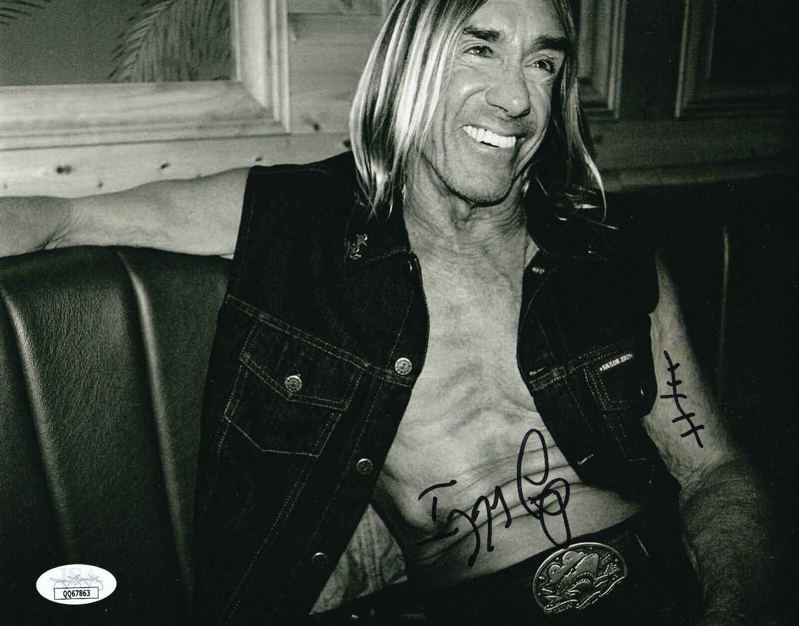 Iggy Pop REAL hand SIGNED 8x10 Photo Poster painting #2 JSA COA Autographed w/ Sketch Stooges