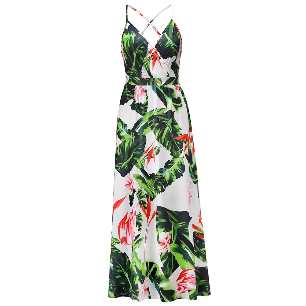 MOVOKAKA Summer Dress Women 2022 Maxi Elegant Beach Dress for Women Sexy Bohemian Floral Print Woman Dress Long Elegant Evening