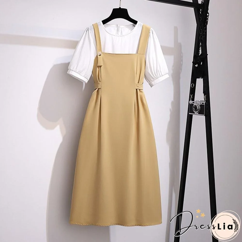 Round Collar Tee+Cami Dress P14411