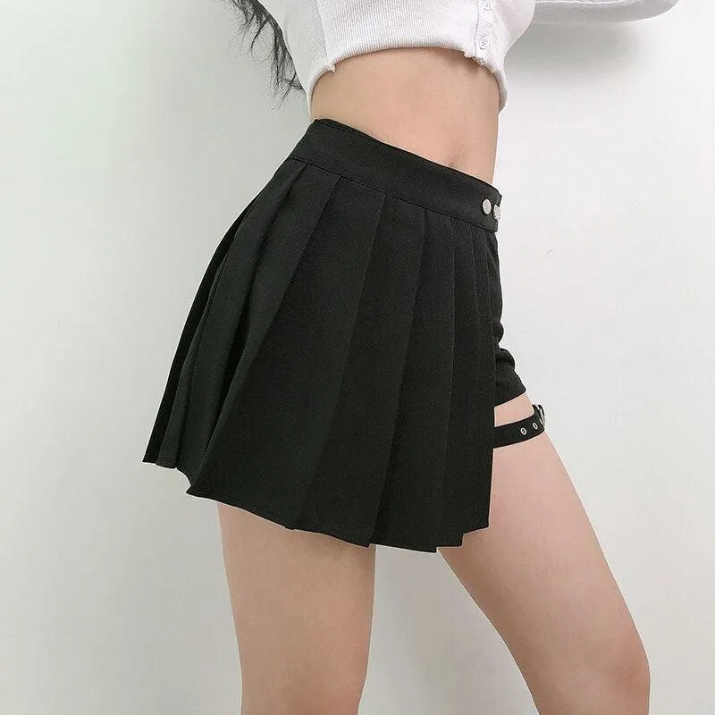 Brownm Pleated Mini Skort