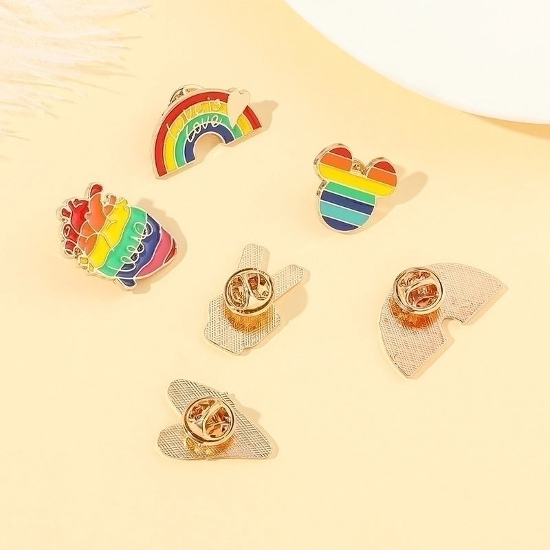 Fashion Pin Rainbow Heart Shape Alloy Plating Unisex Brooches